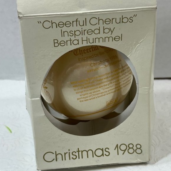 VTG "Cheerful Cherubs" Inspired by Berta Hummel Christmas 1988 Glass Ornament - Picture 9 of 14